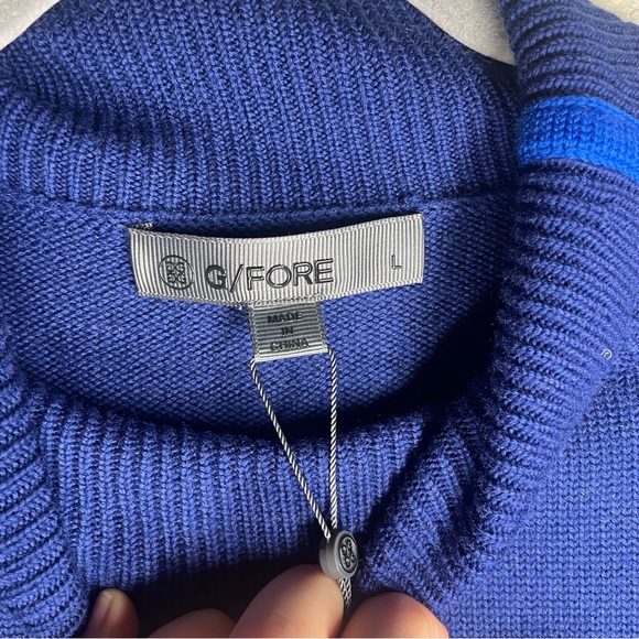 NWT G/Fore | MERINO WOOL CONTRAST STRIPE TURTLENECK SWEATER space - Picture 10 of 13